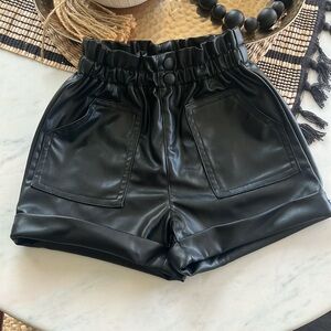 Zara faux leather paper bag waist shorts